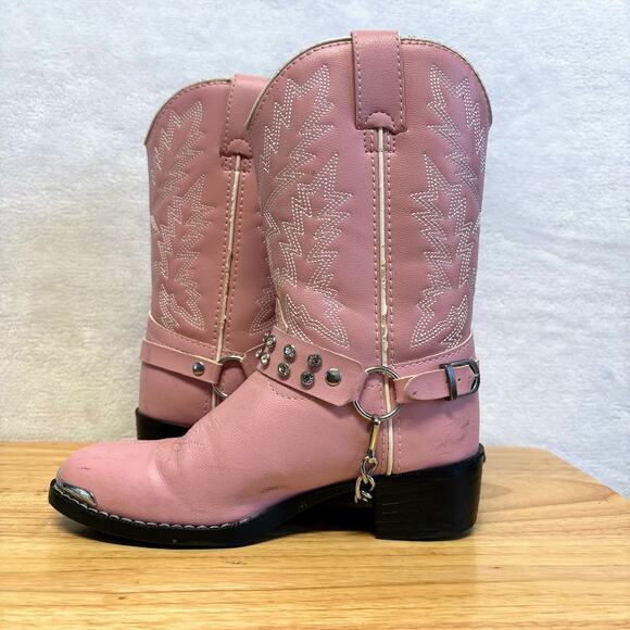 Lil' Durango Little Kid Pink Rhinestone Western Cowgirl Boots Girls Size 1 - Picture 6 of 11